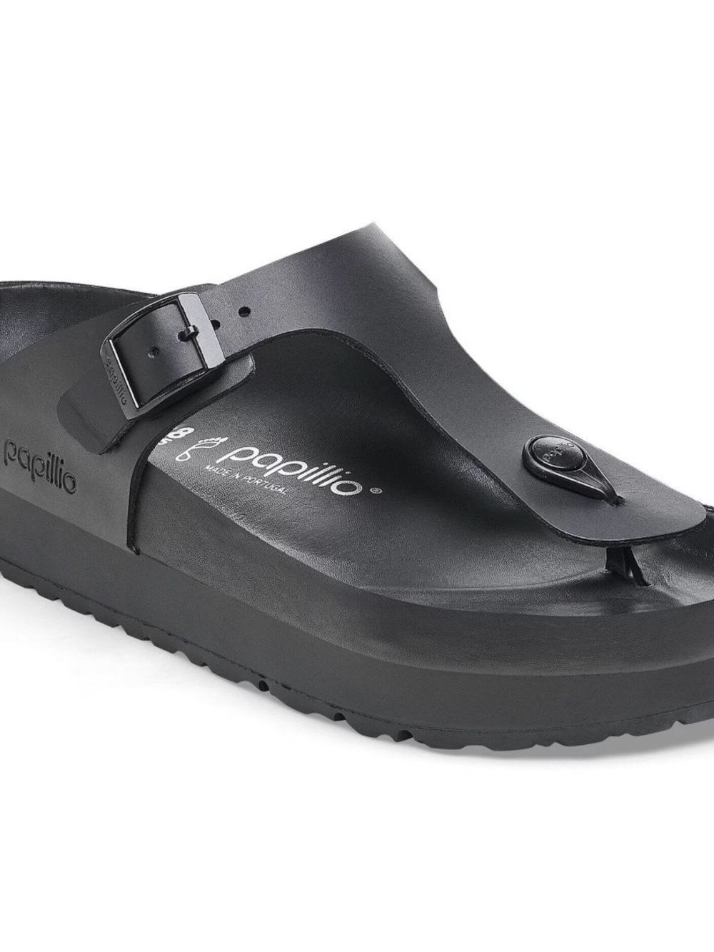 Papillio Black Toe-Post Sandal with Adjustable Buckle